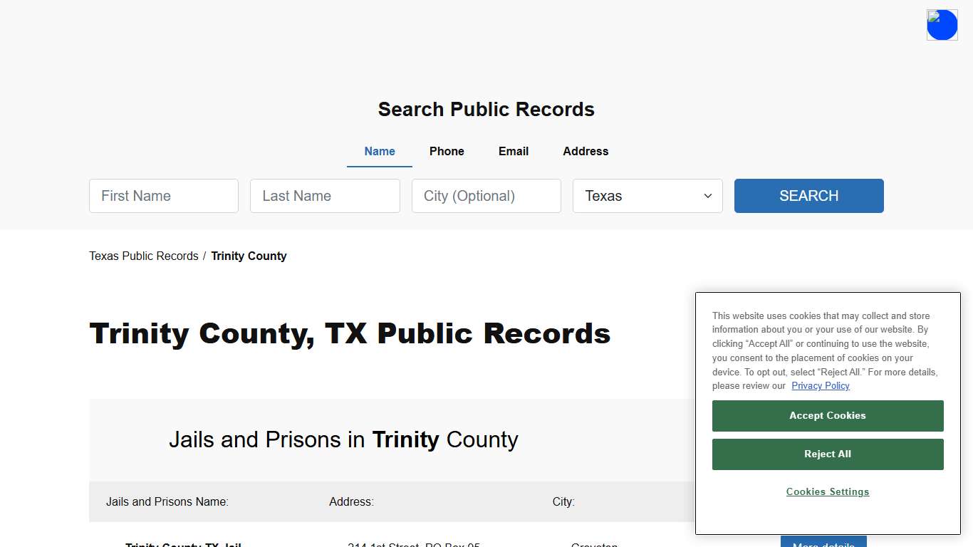 Trinity County, TX Public Court, Arrest and Inmate Records - ThePublicIndex