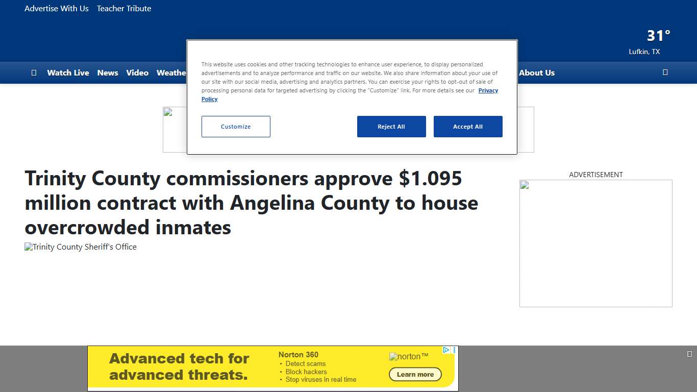 Trinity County commissioners approve $1.095 million contract with Angelina County to house overcrowded inmates